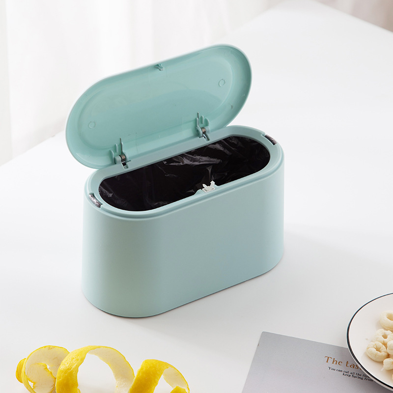 Desktop trash can Nordic style push-type trash can household double-layer mini trash can bedroom table storage bucket