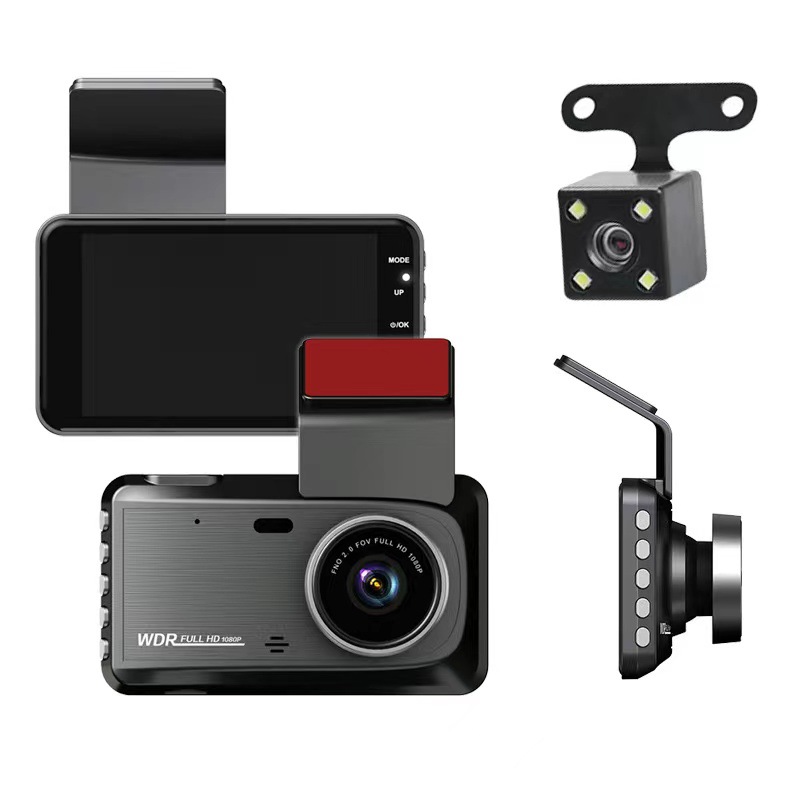 4-inch touch screen dual-lens mobile phone interconnection 1080p HD 24-hour parking monitoring WIFI driving recorder