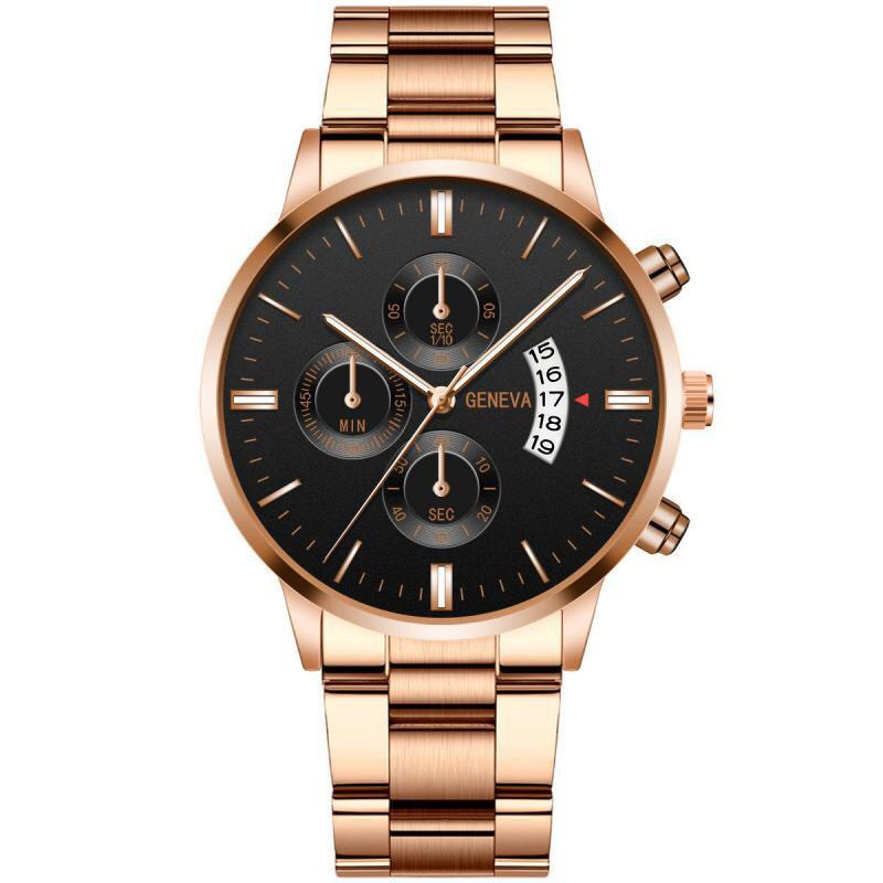 Heißes Angebot Explosive Drei-auge herren Stahl Gürtel Uhr Business Freizeit Kalender Quarzuhr männer Spot_voghion.com