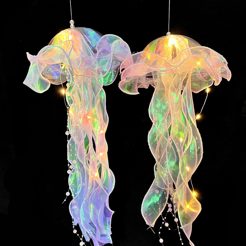 New portable luminous jellyfish lantern colorful ribbon flashing light night light stall night market octopus sailor light Wholesale