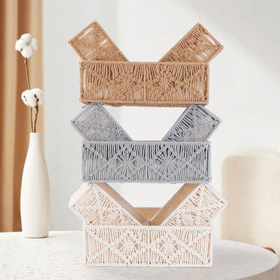 Desktop Storage Box Cotton Rope Woven Hemp Rope Storage Basket Storage Basket Snack Key Sundries Basket Cosmetic Organizer Basket