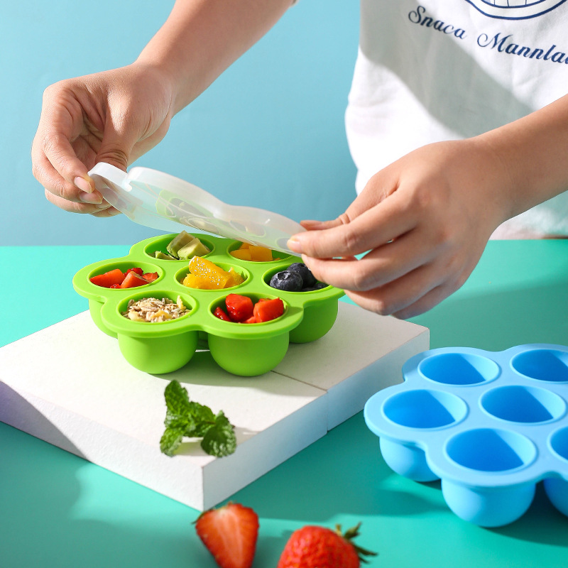 Silicone baby food supplement box children's fruit baking food storage box sealed crisper ice cube ice hockey mold
