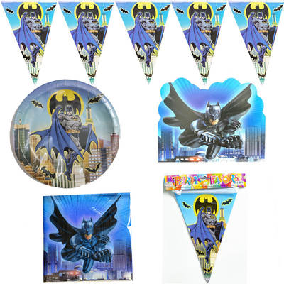 Batman theme birthday paper plate paper cup paper towel knife fork spoon party decoration tableware set supplies manufacturers spot