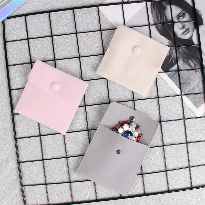 Jewelry Flannel Snaps Bag Ring Earrings Double-sided Fleece Bag Scratch-resistant Jewelry Storage Snaps Jewelry Bag