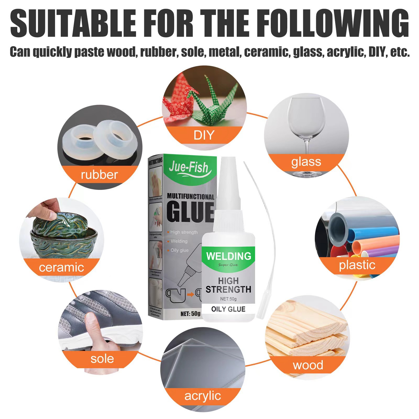 Jue-Fish multi-functional cross-border transparent glue quick-drying oily glue sticky wood glass glue ceramic masonry