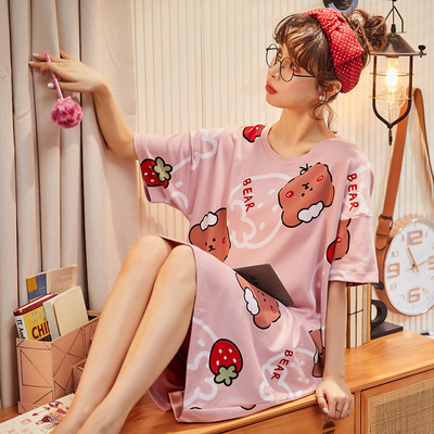 Women's Pajamas for Summer Korean-style Spring and Autumn Students Short-sleeved Home Clothes Cute Cartoon Loose Pregnant Women's Pajamas for Summer