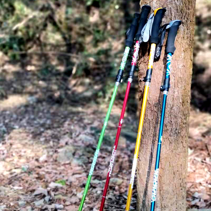登山杖アルミ合金折り畳み超軽量超短伸縮戸外手ひも徒歩登山杖杖5節