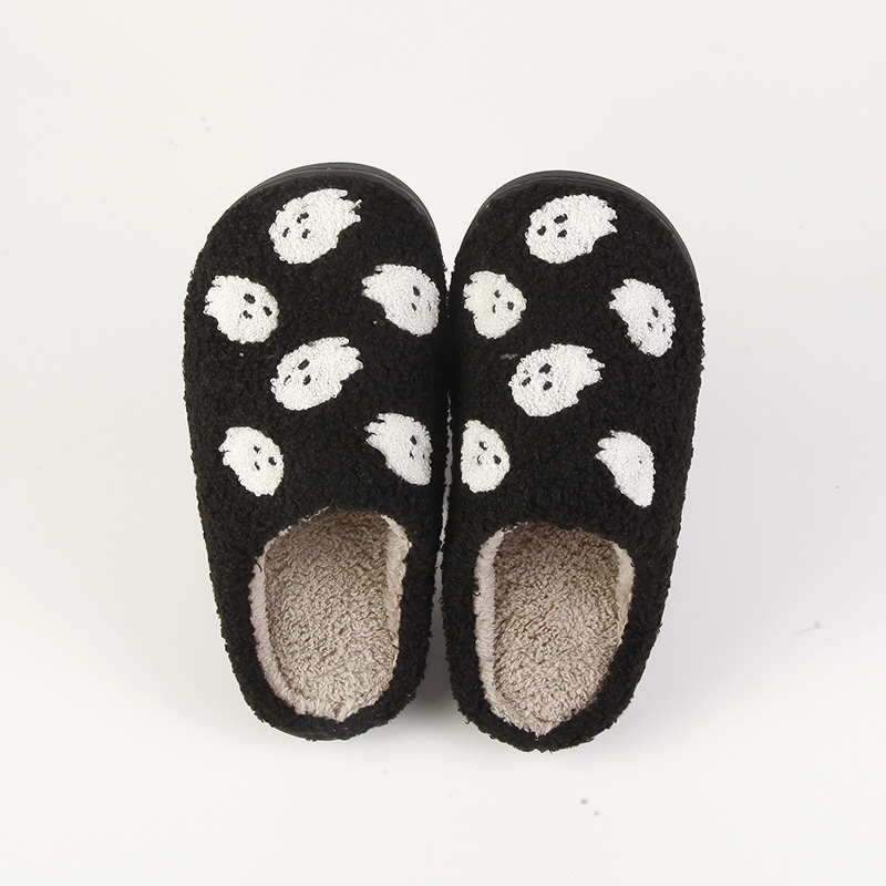 New comfortable home Ghost warm winter cotton slippers couple men and women thick bottom soft sole shoes thickened non-slip cute