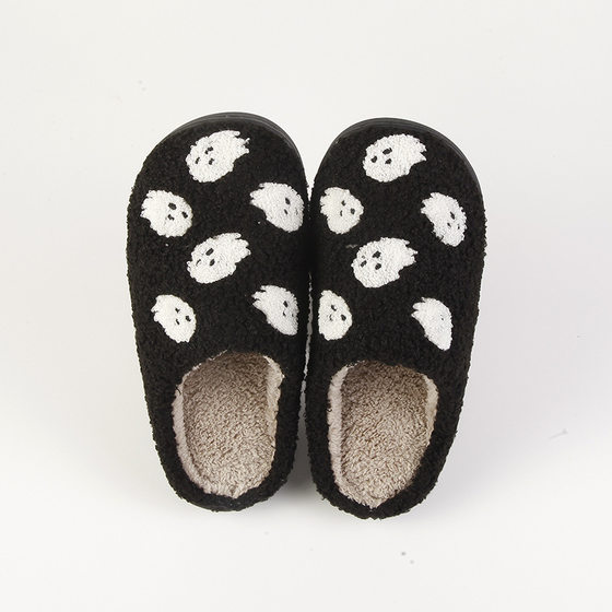 New comfortable home Ghost warm winter cotton slippers couple men and women thick bottom soft sole shoes thickened non-slip cute