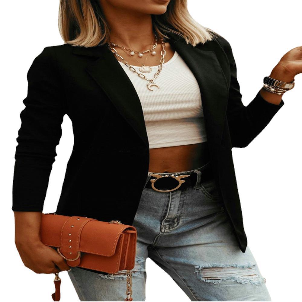  spring and autumn wish Amazon women's jacket European and American casual solid color long-sleeved women's suit jacket