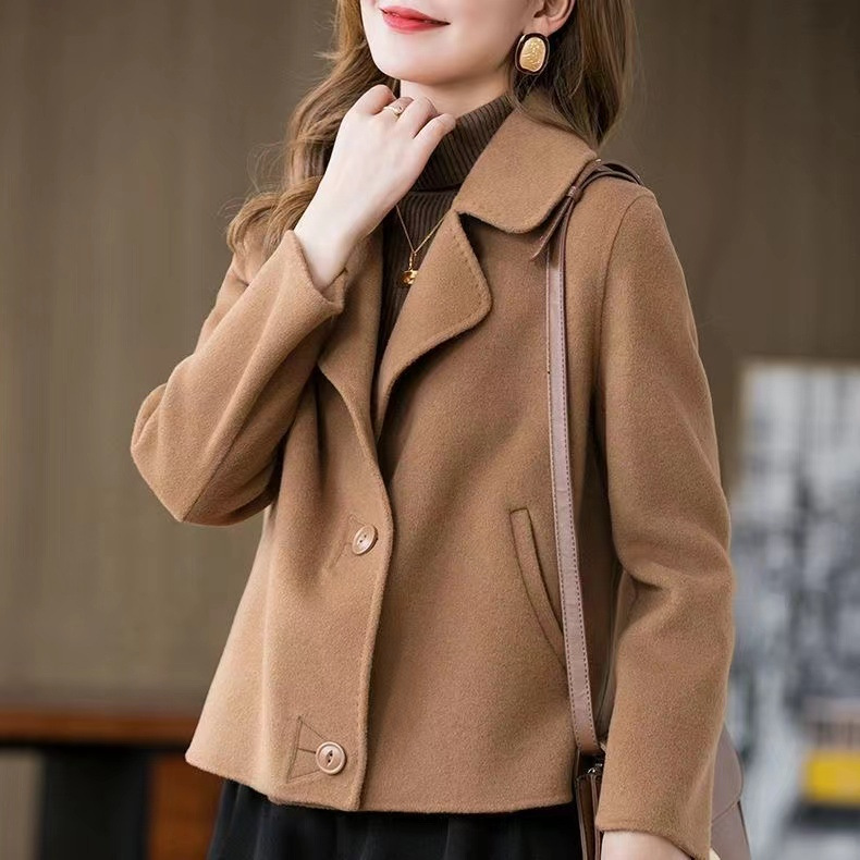 Coat women's autumn wear small double-sided woolen coat women's short woolen coat trendy 2024 new women's clothing