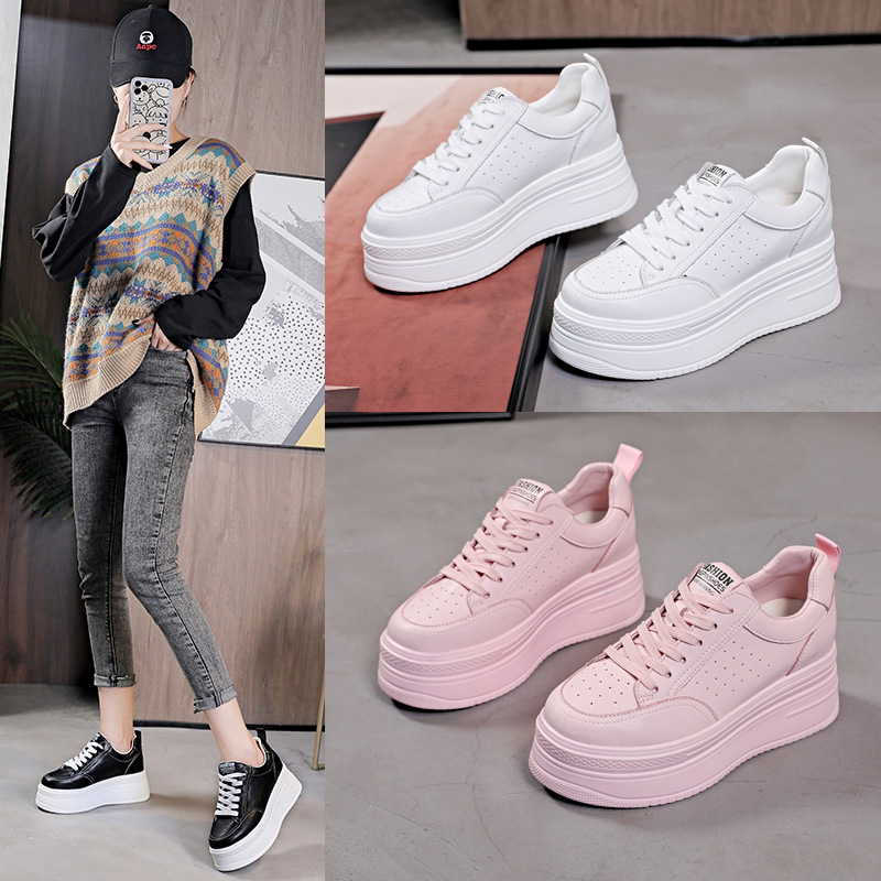 Factory direct supply thick-soled sports shoes women's 2023 autumn and winter New punching breathable comfortable leisure women's soles