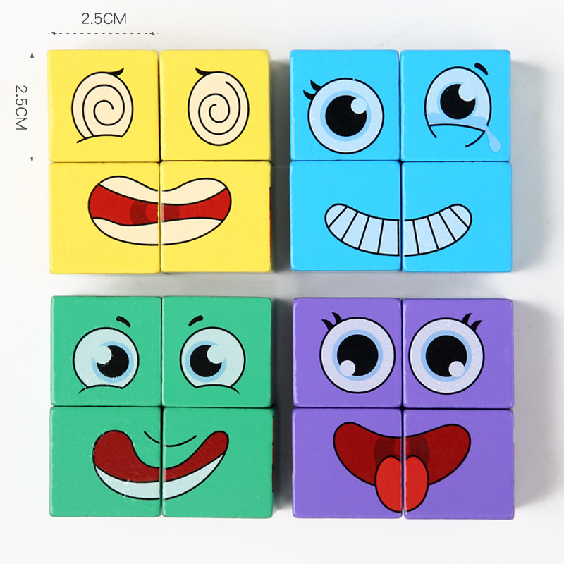 Large face-changing cube building blocks smiley face toys educational fun game parent-child interactive decompression Children's Day gift