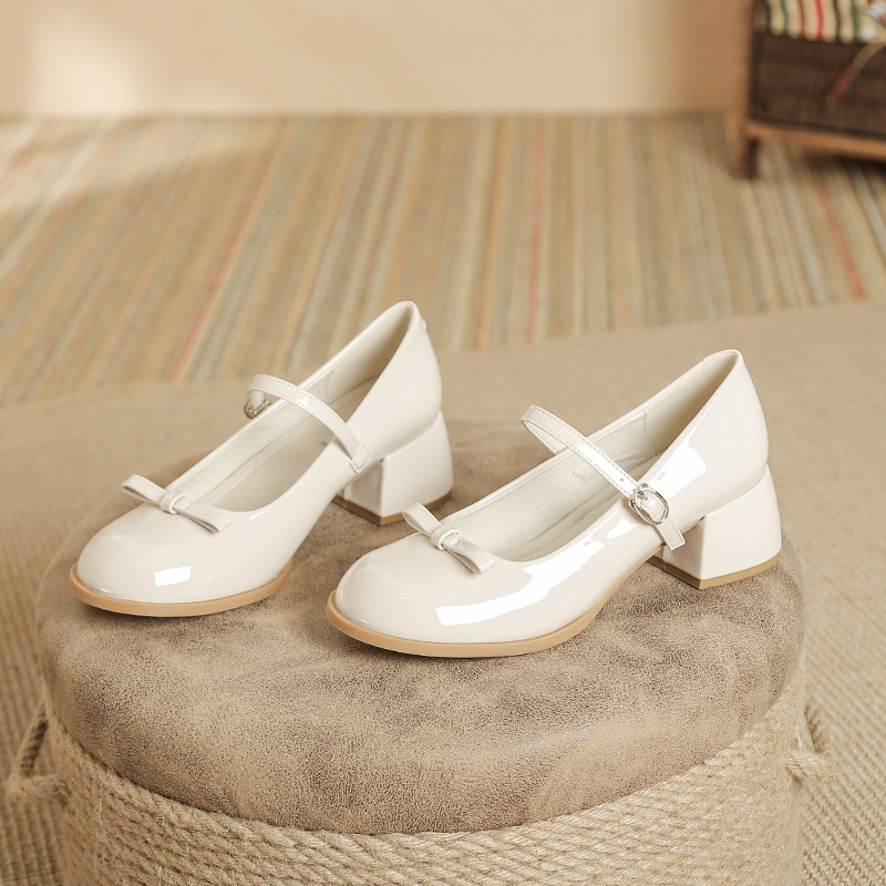 2024 spring new round toe thick bottom Mary Jane shoes with buckle popular multi-color optional Korean style single-layer shoes for women