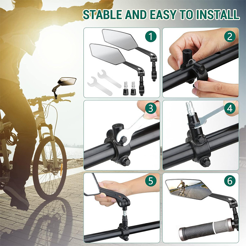 Cross-border Hot Sale Bicycle Rearview Mirror 360 Rotation Adjustment Suitable for Bicycles, Electric Vehicles, Motorcycle Reflectors