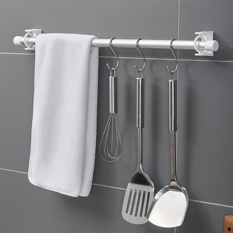 Adhesive towel rod bracket fixing seat Steerable hanging ring Bathroom multi-function curtain rod hook ring ring