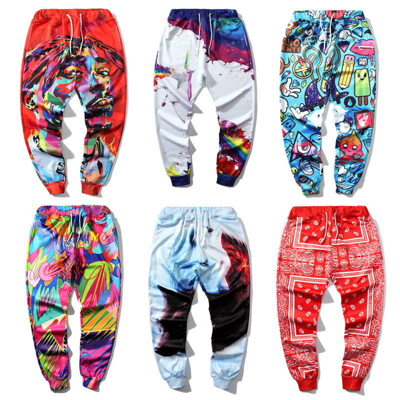 Spot original American 3D printing pants closing small feet pants pants sports casual fashion a generation of hair