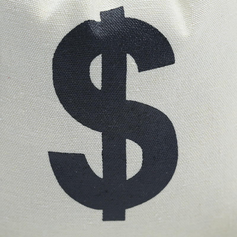 Canvas Bag Dollar Symbol Bag Bundle Money Bag Chip Letter Cotton and Linen Small Cloth Bag Dollar Bag Drawstring Bag Print logo