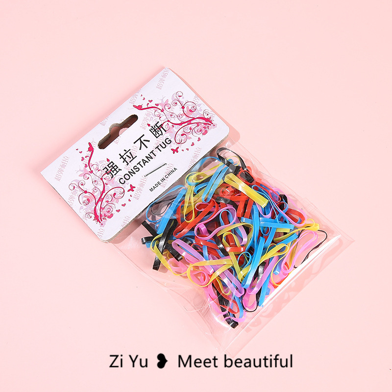 Children's Color Disposable Small Rubber Band Little Girl's Hair Tie Rubber Band Black High Elastic Hair Ring