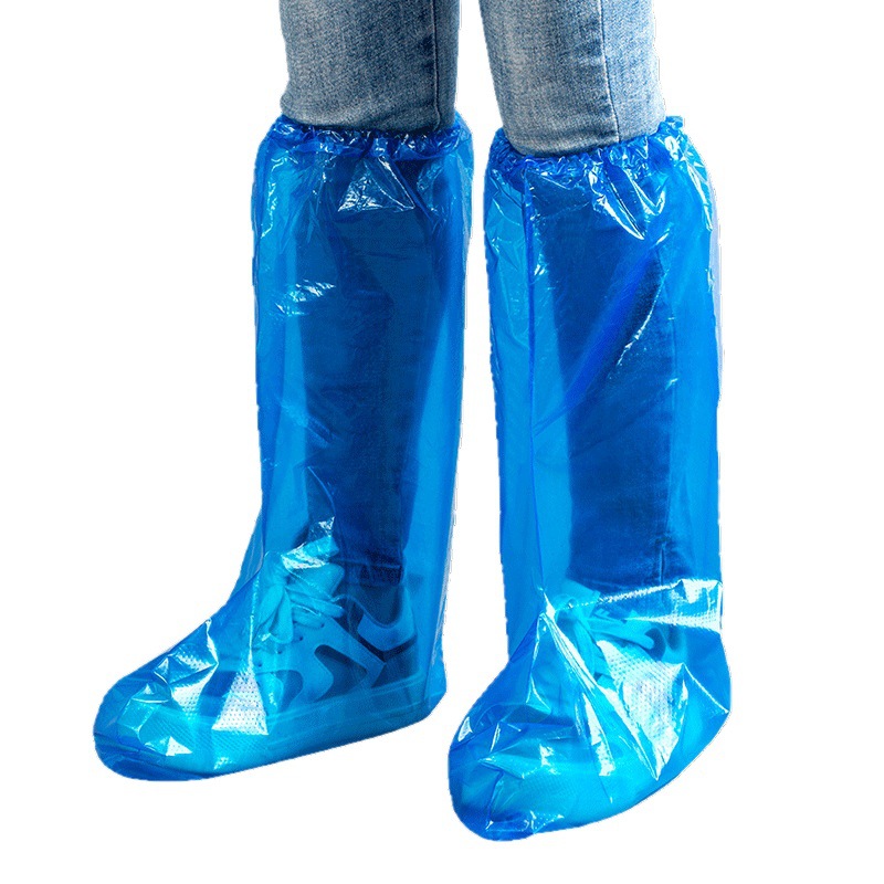 Disposable plastic shoe cover thickened lengthened medium and high long tube anti-epidemic dustproof rain aquatic farm wholesale