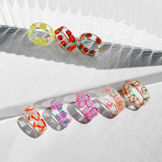 Han Zhishang Amazon New Articular Ring Women's European and American Cross-border Creative Personalized Summer Fruit Resin Ring