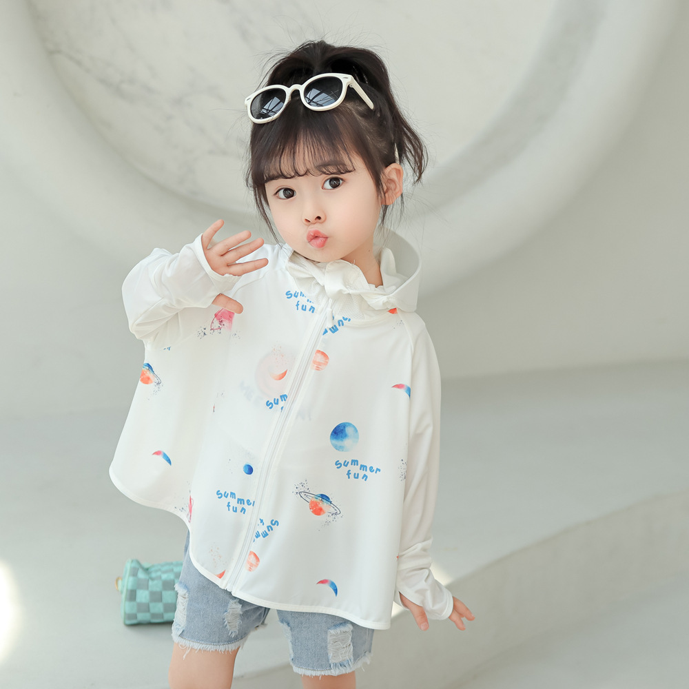 2024 summer children's sun protection clothing UV protection breathable baby sun protection clothing cute boy girl thin coat