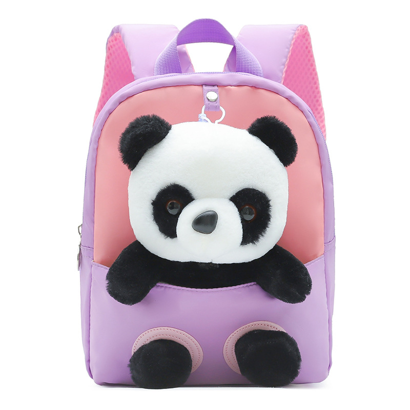 New Children's Backpack Cartoon Cute Panda Doll Backpack Kindergarten School Bag Lightweight Children's Backpack Wholesale