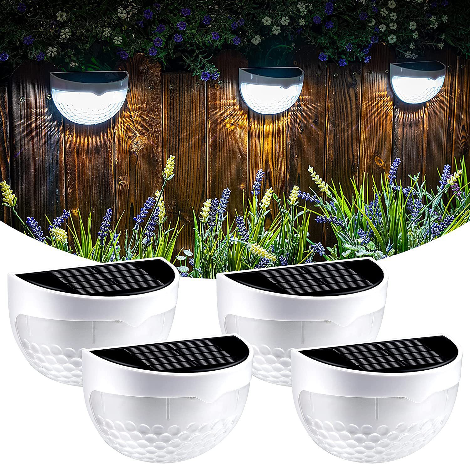 Solar 6LED semicircle fence lamp outdoor light and shadow night light garden lamp wall lamp step stair lamp