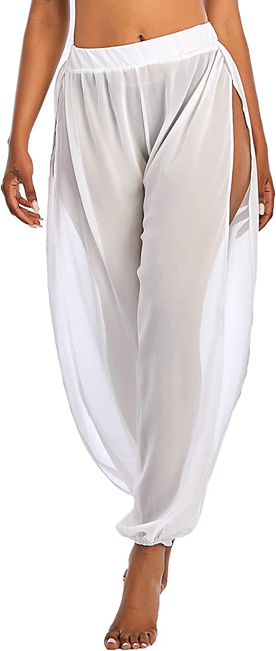 Spot real shot ins Amazon European and American Summer chiffon split pants beach pants sunscreen pants