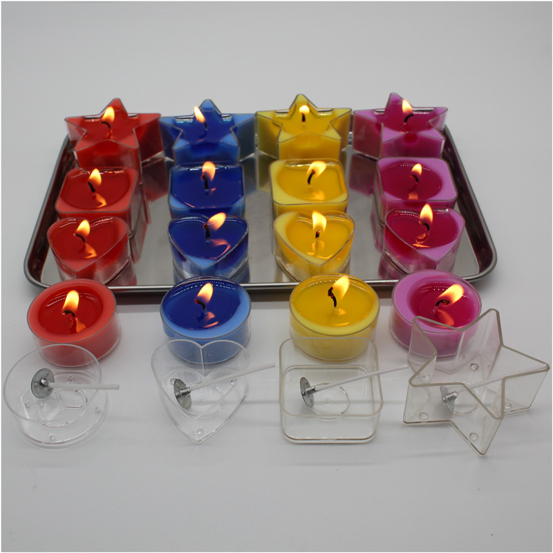 Tea wax transparent heart-shaped square five-pointed star PVC plastic shell aromatherapy candle tool set dye wax core sub-pack