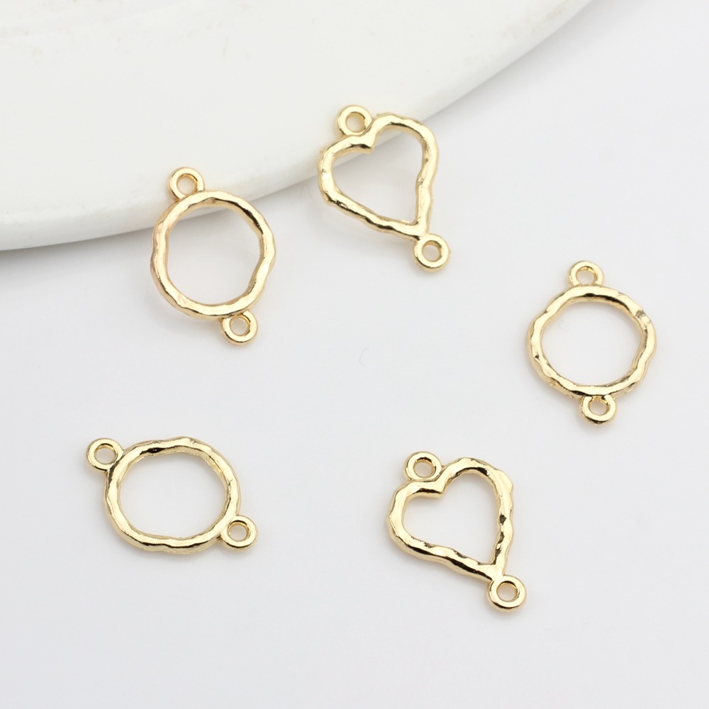 Fashion simple wind love round double hanging hollow pendant diy Handmade Jewelry earrings accessories material