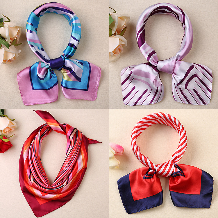 Small Square Scarf Silk Scarf Korean Professional Satin All-match Bank Stewardess Train Attendant Business Fashion Decorative Women Scarf