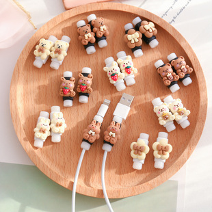 Cute cartoon data cable protective cover mobile phone charging cable anti-break protector high-looking earphone cable protective shell