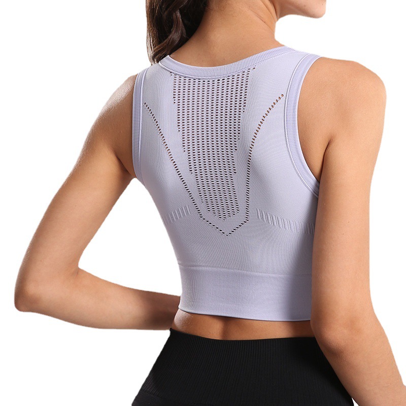 Sports Underwear One-piece Cup Moderate Support Running Fitness Vest Gather Breathable Mesh Yoga Clothing bra