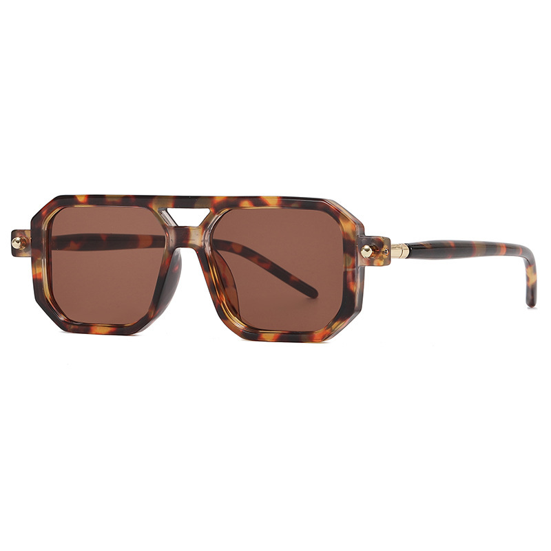 New European and American Fashion Jing Bairan Same Style Thick Frame Square Red Riding Book ins Double Beam Sunglasses Trendy Men's Sunglasses Women's Sunglasses