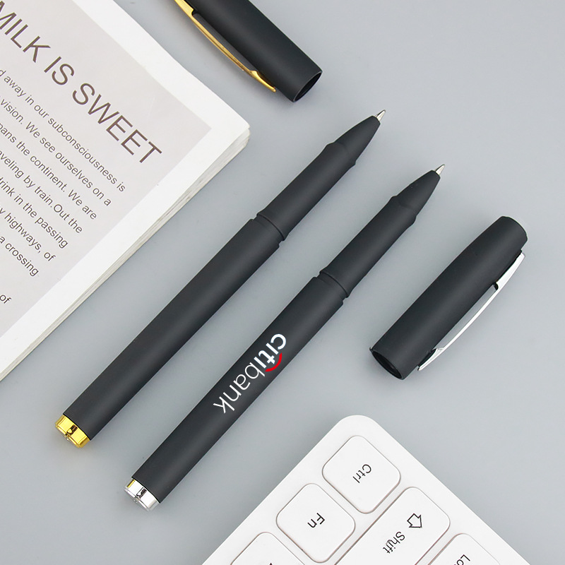 Gel pen printing logo advertising pen lettering black spray glue metal pen clip sign pen exhibition promotional gift pen