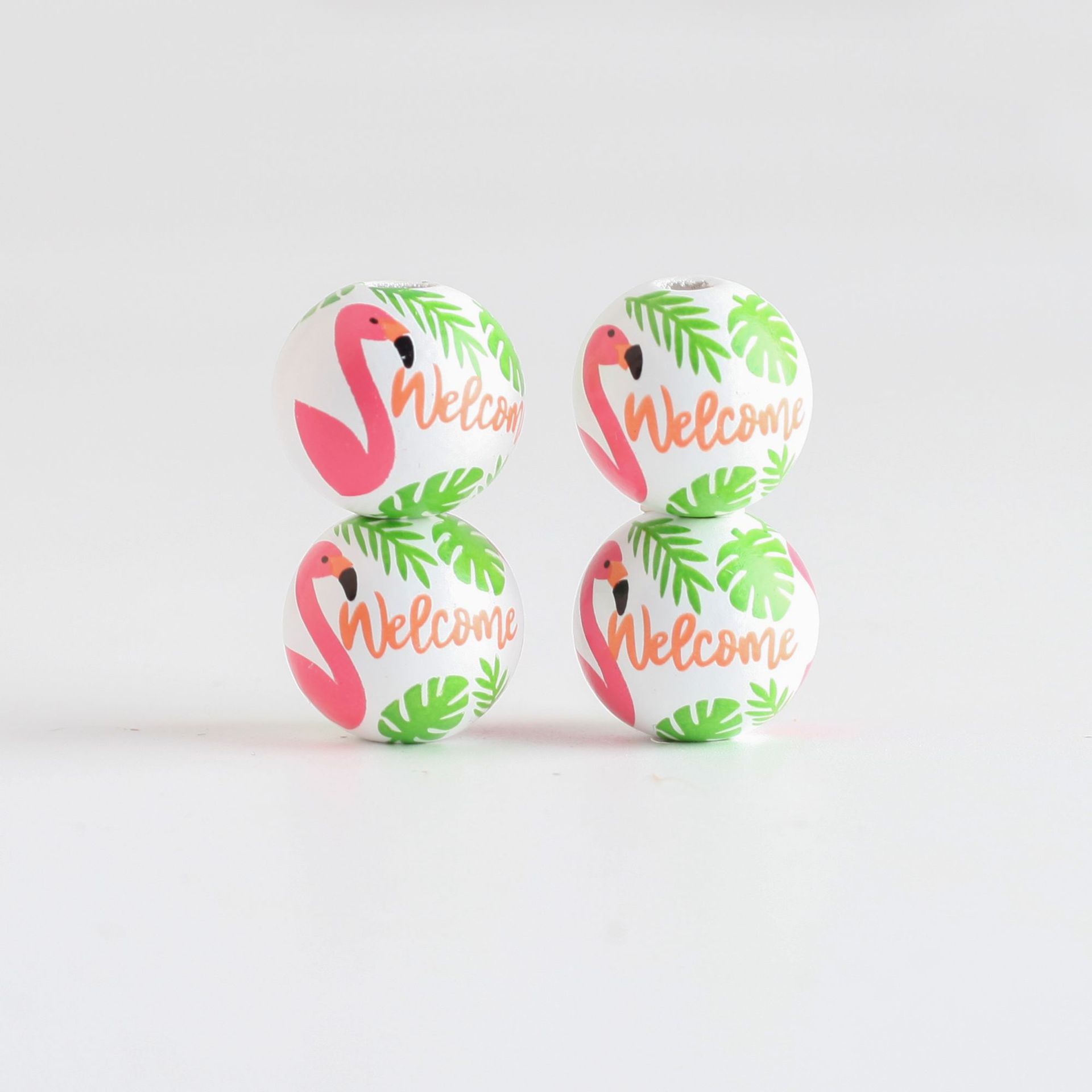 DJ source factory summer wooden beads printed beads hemp rope tassel wooden beads string DIY accessories 2024. New