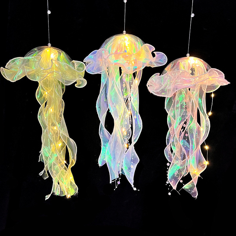 New portable luminous jellyfish lantern colorful ribbon flashing light night light stall night market octopus sailor light Wholesale