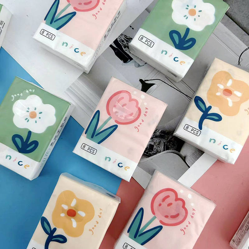 Printed Handkerchiefs Paper Huaguduo Printed Paper Towel Portable Small Pack Paper Facial Tissue Toilet Paper Colorful Napkin Toilet Paper