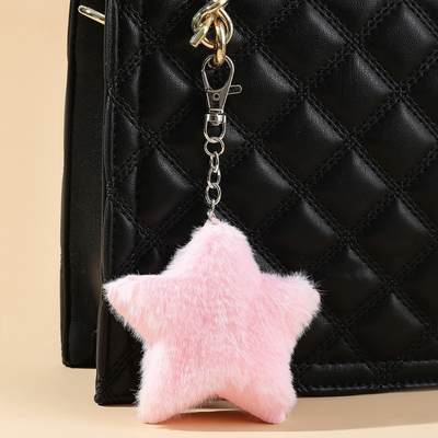 Autumn and Winter New Five-pointed Star Plush Keychain Pendant Small Gift Imitation Rabbit Fur Ball Star Women's Bag Small Hanging