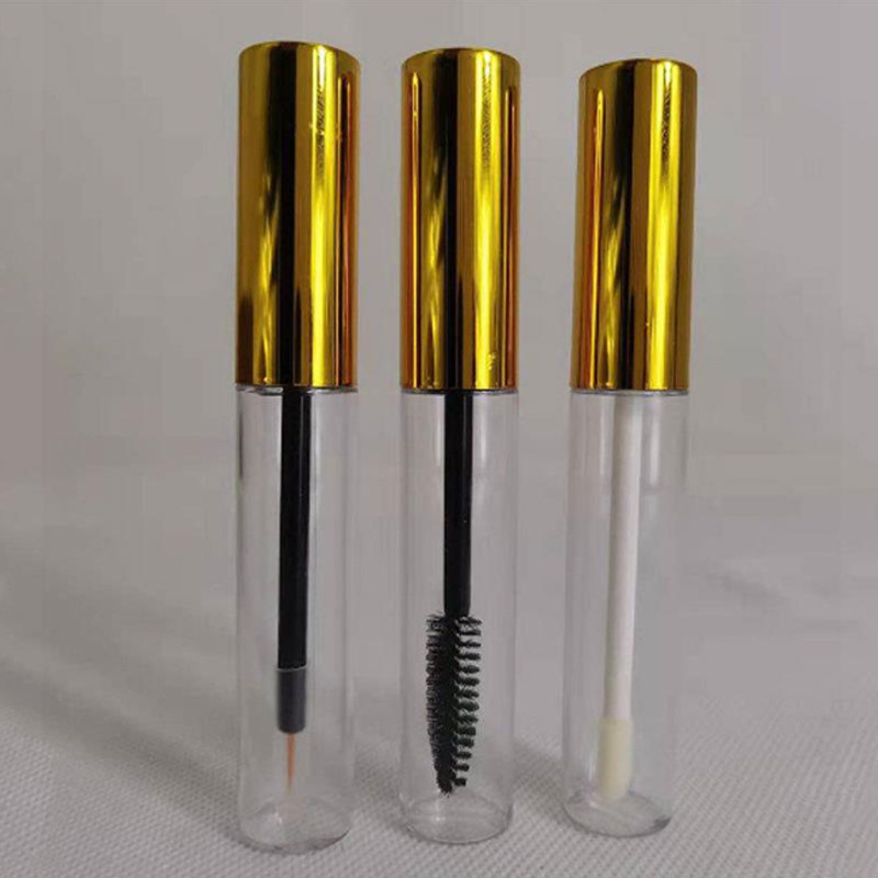 10ml mascara empty tube mascara growth liquid transparent empty bottle makeup lip gloss bright gold cap sub-bottle manufacturer