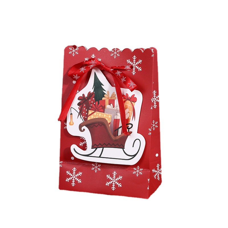 Factory spot Christmas paper bag creative bow snowflake hand candy gift bag cute Christmas gift bag