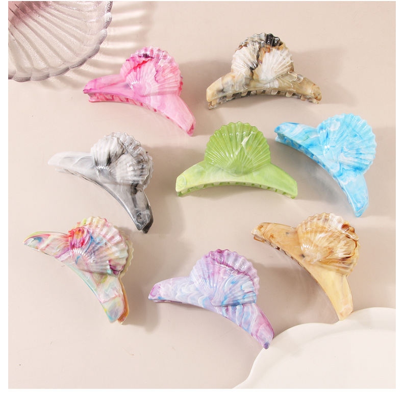 Grenzüberschreitender neuer ABS-Essigsäureschalen-Greifclip Hochwertiger Nischen-Marmor-Rückenkopf-Haifischclip-Kopfbedeckung_voghion.com