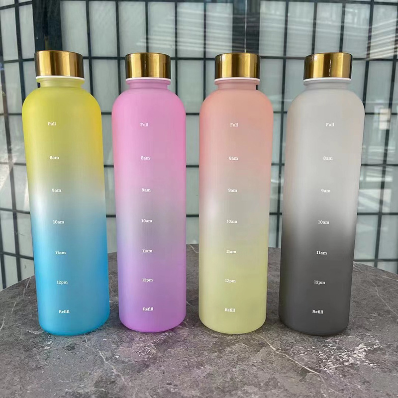 Southeast Asian fashion 1000ml simple space Cup PP gradient ribbon time scale traveling Cup
