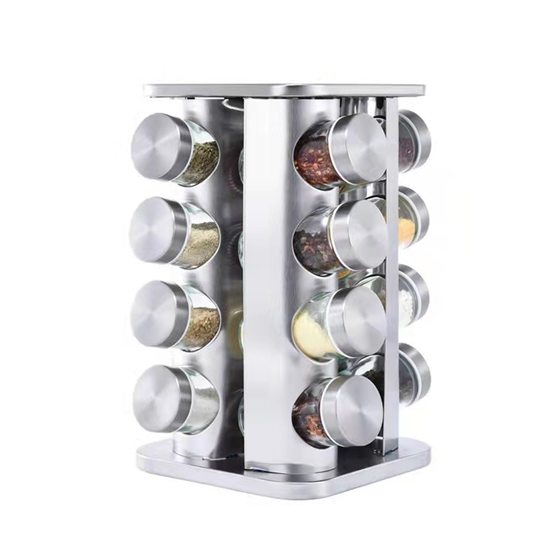 Rotatable Stainless Steel Seasoning Rack Multi-layer Household Kitchen Seasoning Storage Rack Glass Seasoning Bottle suit Stainless Steel