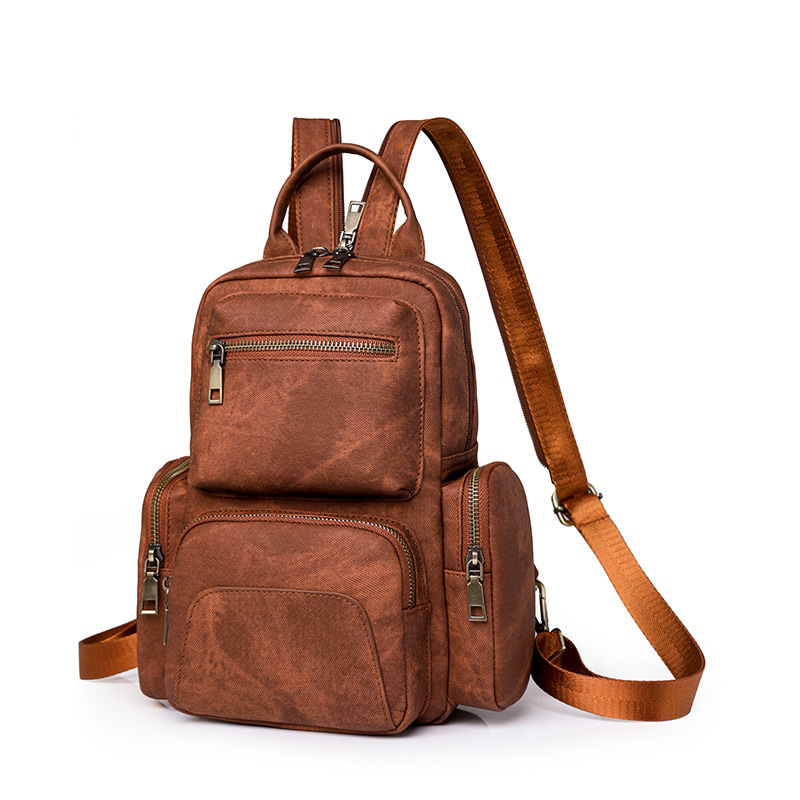 Cross-border Women's bag retro PU small backpack outdoor leisure travel chest bag women's new dual-use women's backpack