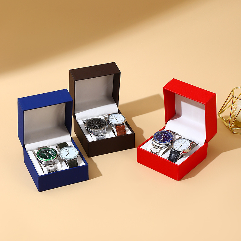 In stock watch packing box plastic box gift box flip watch box leather jewelry box chain box live broadcast storage box