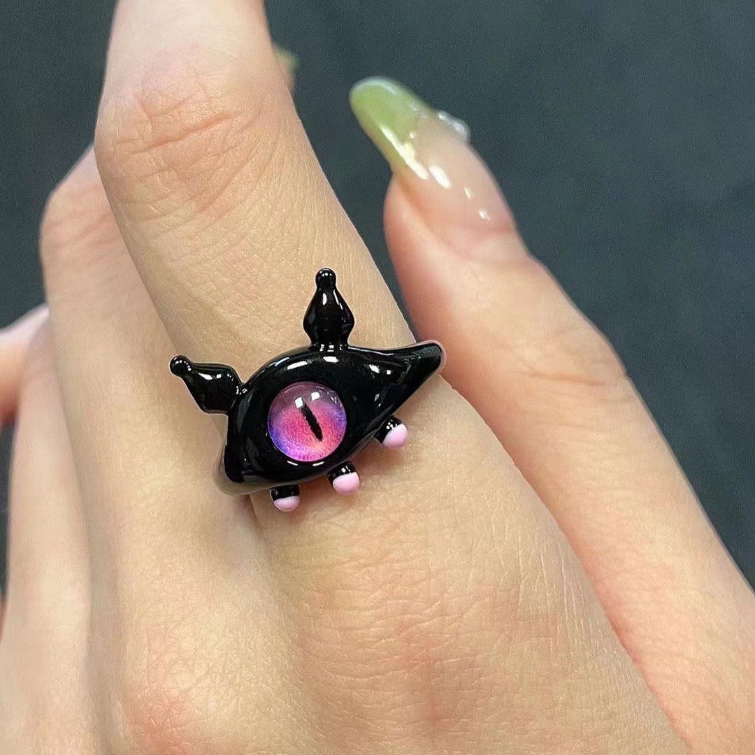 Anello carino con mostro di gatto carino, moda femminile, anello aperto regolabile per dita, anello di personalità per fidanzate di celebrità di Internet_voghion.com