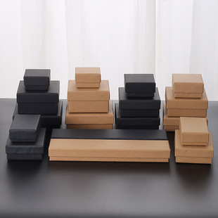Factory wholesale kraft paper jewelry packaging box black heaven and earth cover carton ring earrings necklace jewelry drawer box