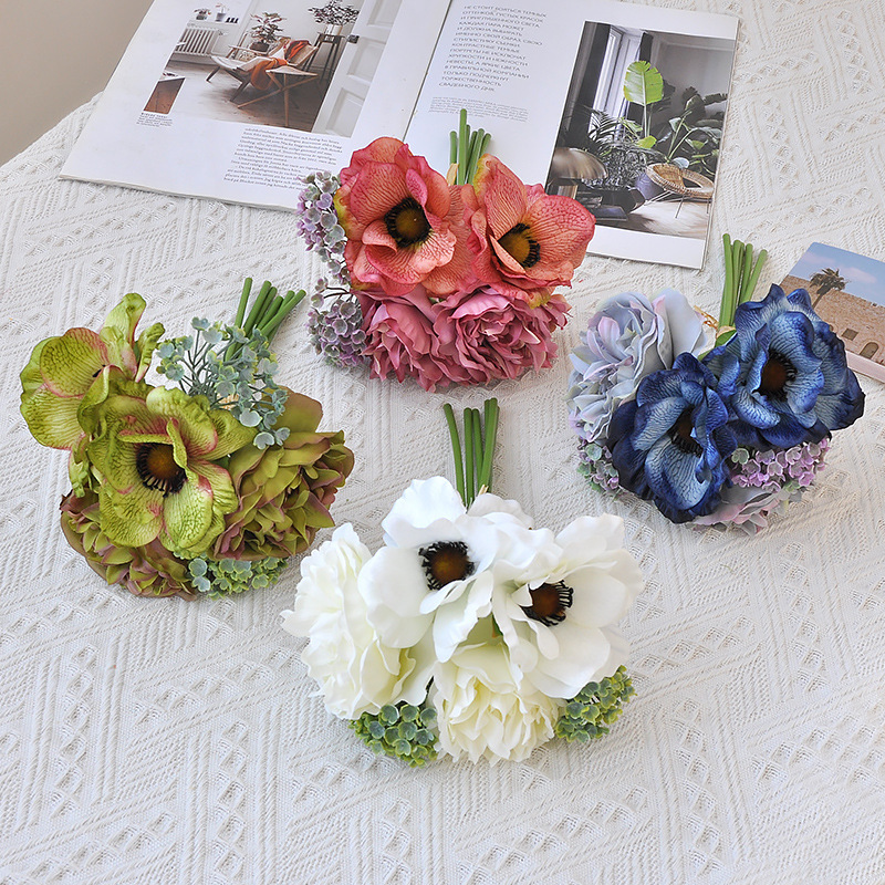 北欧牡丹の花束造花新鮮な手持ち造花シンプルな結婚式の花嫁手作り蓮|undefined